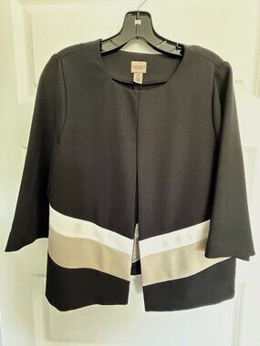 Chico’s size 0 Brown and white geometric print light jacket